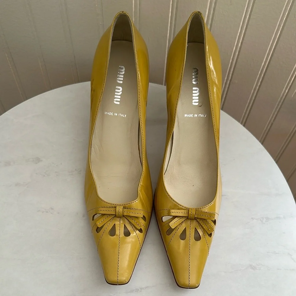 Miu Miu Patent Leather Heels Yellow